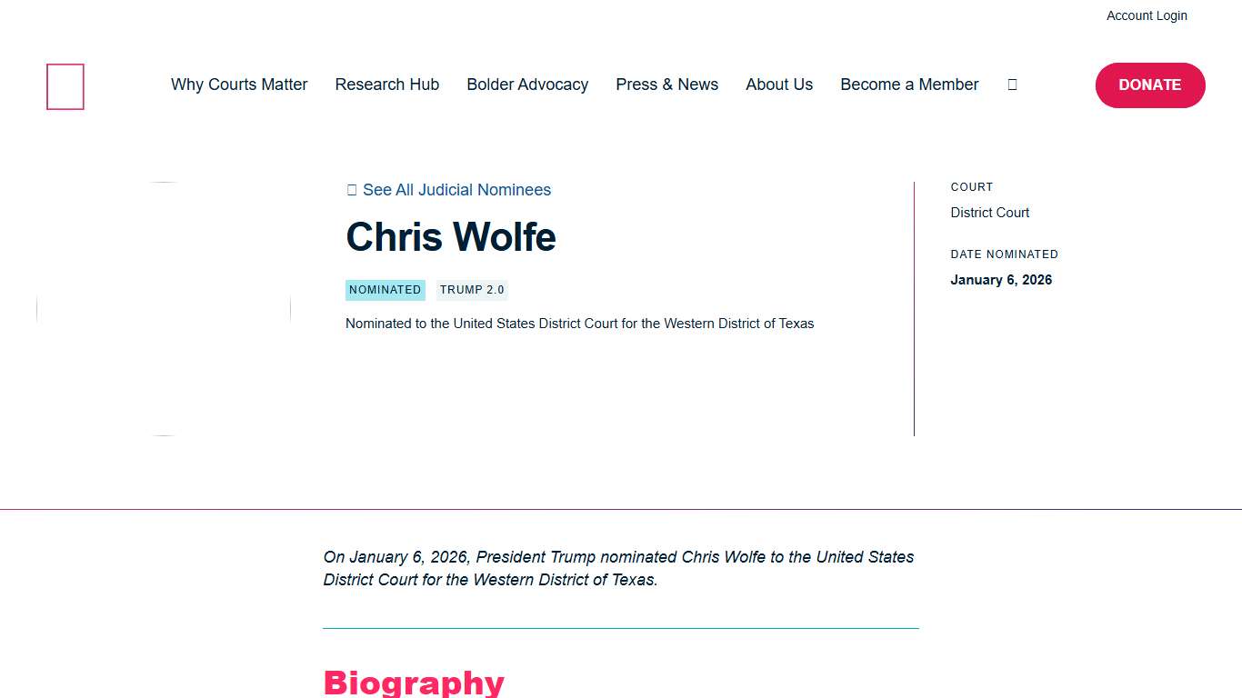 Chris Wolfe - Alliance for Justice